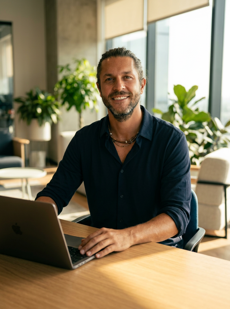 Borja, consultor de negocios online, trabajando con un portátil